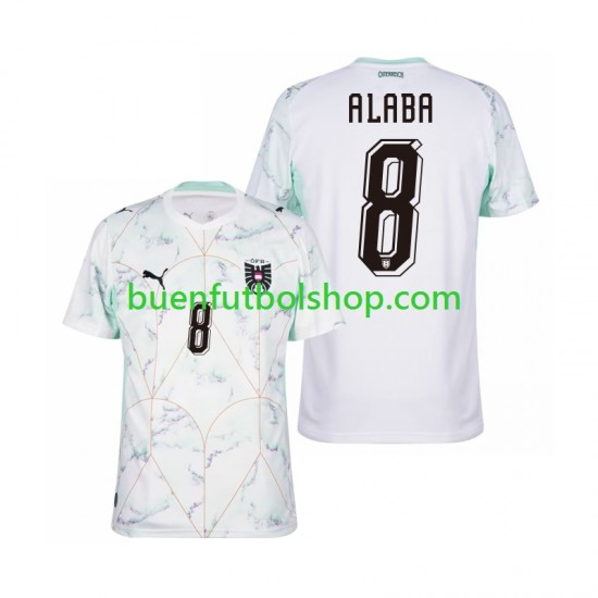 Camiseta de Fútbol Austria David Alaba 8 World Cup 2026 Segunda Equipación Manga Corta Hombre