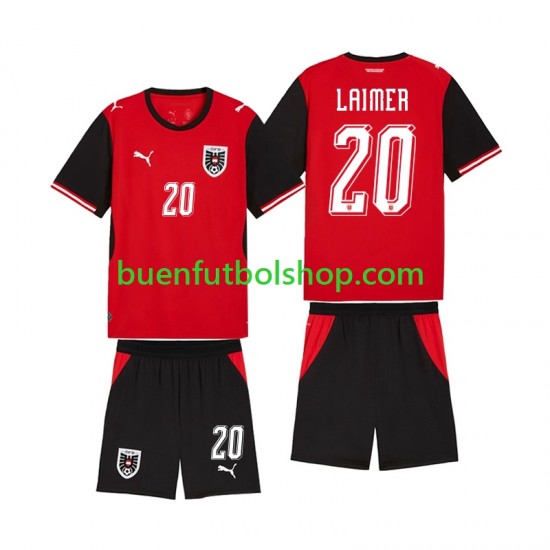 Camiseta de Fútbol Austria Konrad Laimer 20 World Cup 2026 Primera Equipación Manga Corta Niño