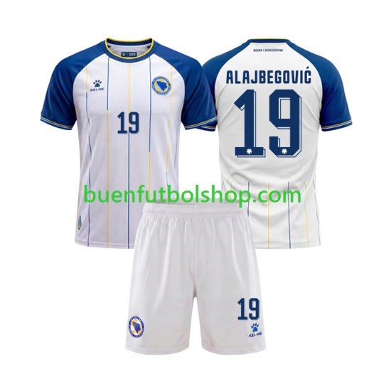 Camiseta de Fútbol Bosnia y Herzegovina Kerim Alajbegovic 19 World Cup 2026 Segunda Equipación Manga Corta Niño
