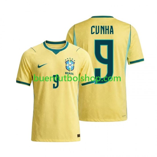Camiseta de Fútbol Brasil Matheus Cunha 9 World Cup 2026 Primera Equipación Manga Corta Hombre