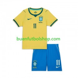 Camiseta de Fútbol Brasil Raphinha 11 World Cup 2026 Primera Equipación Manga Corta Niño