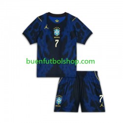Camiseta de Fútbol Brasil Vinicius Junior 7 World Cup 2026 Segunda Equipación Manga Corta Niño