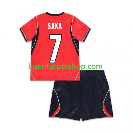 Camiseta de Fútbol Inglaterra Bukayo Saka 7 World Cup 2026 Segunda Equipación Manga Corta Niño