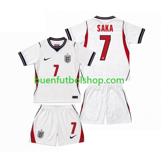 Camiseta de Fútbol Inglaterra Bukayo Saka 7 World Cup 2026 Primera Equipación Manga Corta Niño
