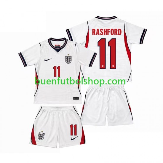Camiseta de Fútbol Inglaterra Marcus Rashford 11 World Cup 2026 Primera Equipación Manga Corta Niño