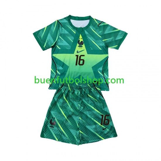 Camiseta de Fútbol Francia Portero Mike Maignan 16 World Cup 2026 Tercera Equipación Manga Corta Niño