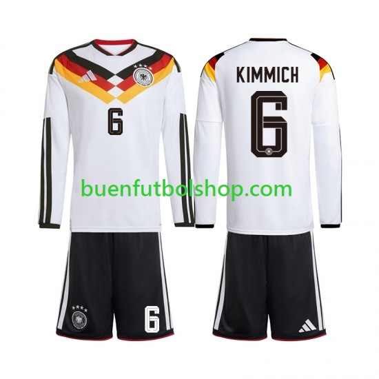 Camiseta de Fútbol Alemania Joshua Kimmich 6 World Cup 2026 Primera Equipación Manga Larga Niño