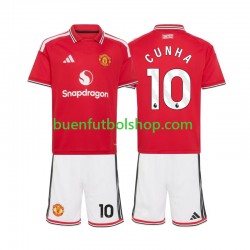 Camiseta de Fútbol Manchester United Matheus Cunha 10 2026-2027 Primera Equipación Manga Corta Niño