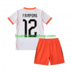 Camiseta de Fútbol Países Bajos Jeremie Frimpong 12 World Cup 2026 Segunda Equipación Manga Corta Niño