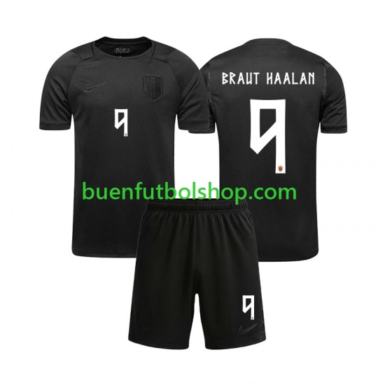 Camiseta de Fútbol Noruega Braut Haaland 9 World Cup 2026 Segunda Equipación Manga Corta Niño