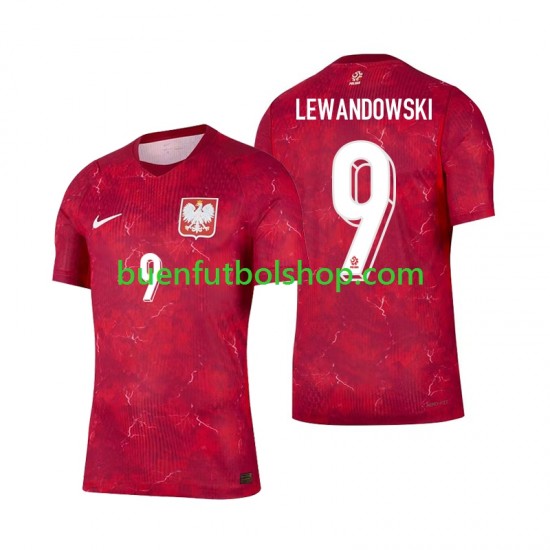 Camiseta de Fútbol Polonia Robert Lewandowski 9 2026 Segunda Equipación Manga Corta Hombre