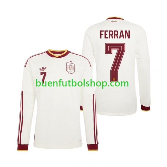 Camiseta de Fútbol España Ferran Torres 7 World Cup 2026 Segunda Equipación Manga Larga Hombre