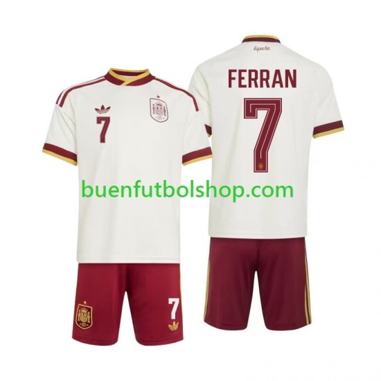 Camiseta de Fútbol España Ferran Torres 7 World Cup 2026 Segunda Equipación Manga Corta Niño
