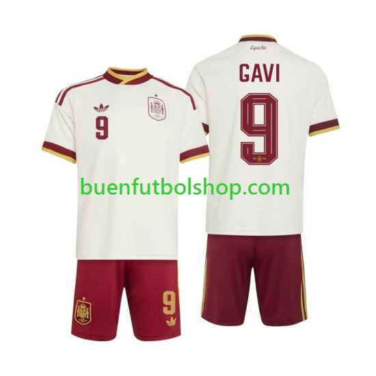 Camiseta de Fútbol España Gavi 9 World Cup 2026 Segunda Equipación Manga Corta Niño