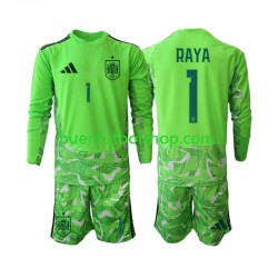 Camiseta de Fútbol España Portero David Raya 1 6th Green color World Cup 2026 Manga Larga Niño
