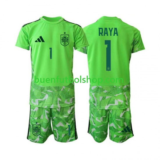 Camiseta de Fútbol España Portero David Raya 1 6th Green color World Cup 2026 Manga Corta Niño