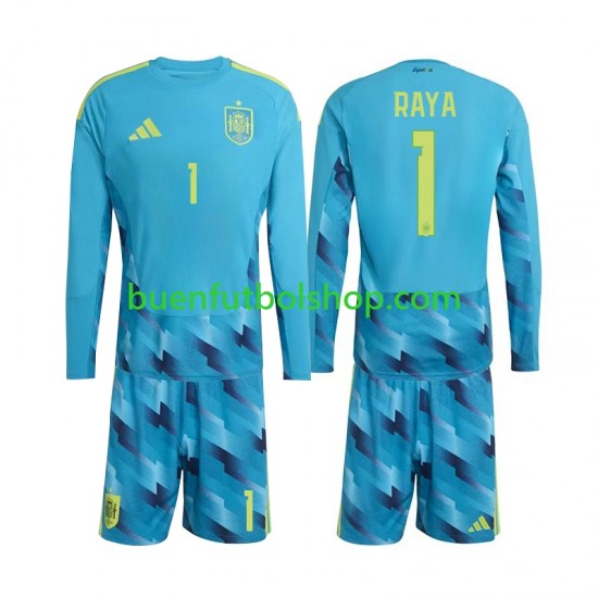 Camiseta de Fútbol España Portero David Raya 1 World Cup 2026 Primera Equipación Manga Larga Niño