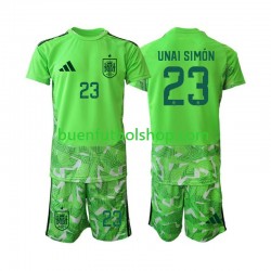 Camiseta de Fútbol España Portero Unai Simon 23 6th Green color World Cup 2026 Manga Corta Niño