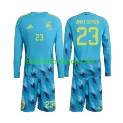 Camiseta de Fútbol España Portero Unai Simon 23 World Cup 2026 Primera Equipación Manga Larga Niño