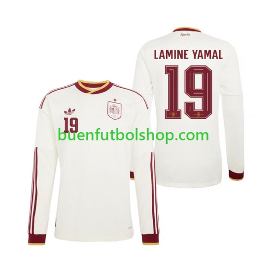 Camiseta de Fútbol España Lamine Yamal 19 World Cup 2026 Segunda Equipación Manga Larga Hombre