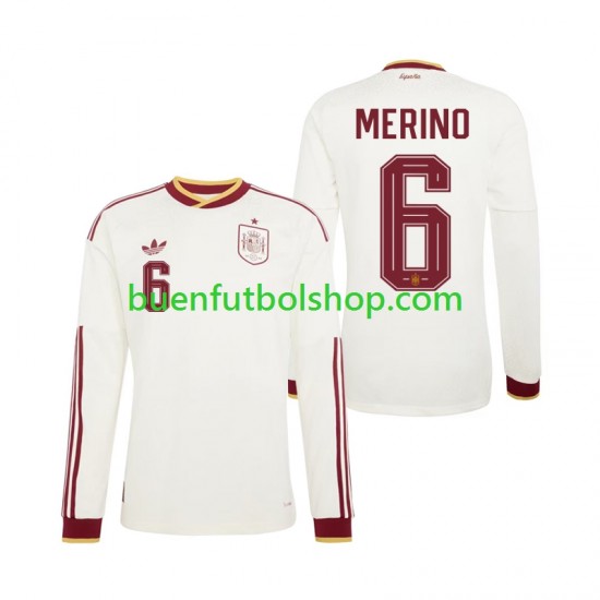 Camiseta de Fútbol España Mikel Merino 6 World Cup 2026 Segunda Equipación Manga Larga Hombre