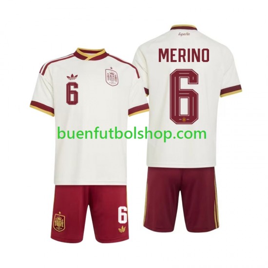 Camiseta de Fútbol España Mikel Merino 6 World Cup 2026 Segunda Equipación Manga Corta Niño