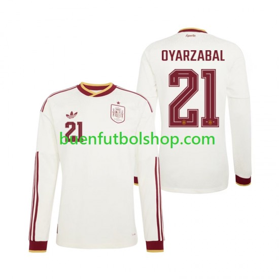 Camiseta de Fútbol España Mikel Oyarzabal 21 World Cup 2026 Segunda Equipación Manga Larga Hombre