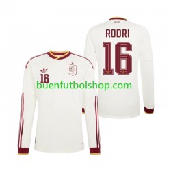 Camiseta de Fútbol España Rodri 16 World Cup 2026 Segunda Equipación Manga Larga Hombre