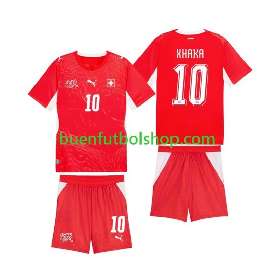 Camiseta de Fútbol Suiza Granit Xhaka 10 World Cup 2026 Primera Equipación Manga Corta Niño