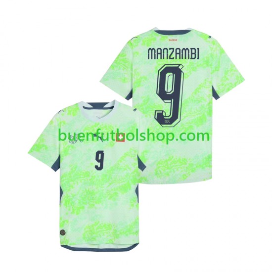Camiseta de Fútbol Suiza Johan Manzambi 9 World Cup 2026 Segunda Equipación Manga Corta Hombre