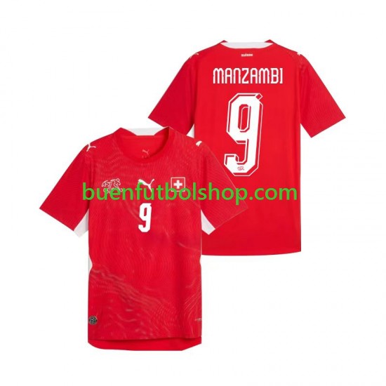 Camiseta de Fútbol Suiza Johan Manzambi 9 World Cup 2026 Primera Equipación Manga Corta Hombre