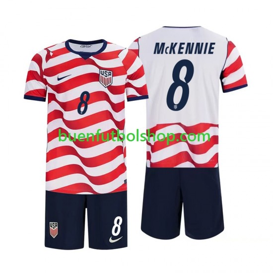 Camiseta de Fútbol Estados Unidos Weston McKennie 8 World Cup 2026 Primera Equipación Manga Corta Niño