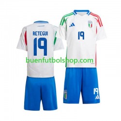 Camiseta de Fútbol Italia Mateo Retegui 19 2024 Segunda Equipación Manga Corta Niño