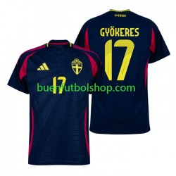 Camiseta de Fútbol Suecia Viktor Gyokeres 17 2024 Segunda Equipación Manga Corta Hombre Camiseta de Fútbol Suecia Viktor Gyokeres 17 2024 Segunda Equipación Manga Corta Hombre