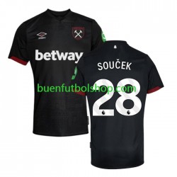 Camiseta de Fútbol West Ham United SOUCEK 28 2024-2025 Segunda Equipación Manga Corta Hombre