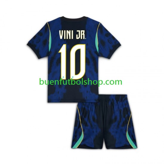 Camiseta de Fútbol Brasil Vinicius Junior 10 World Cup 2026 Segunda Equipación Manga Corta Niño