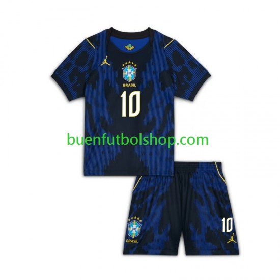 Camiseta de Fútbol Brasil Vinicius Junior 10 World Cup 2026 Segunda Equipación Manga Corta Niño