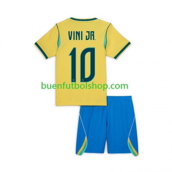 Camiseta de Fútbol Brasil Vinicius Junior 10 World Cup 2026 Primera Equipación Manga Corta Niño