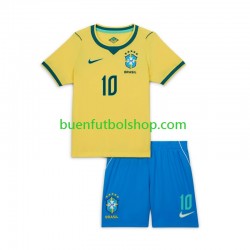 Camiseta de Fútbol Brasil Vinicius Junior 10 World Cup 2026 Primera Equipación Manga Corta Niño