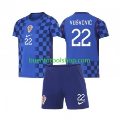 Camiseta de Fútbol Croacia Luka Vuskovic 22 World Cup 2026 Segunda Equipación Manga Corta Niño