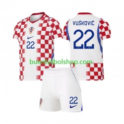 Camiseta de Fútbol Croacia Luka Vuskovic 22 World Cup 2026 Primera Equipación Manga Corta Niño