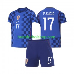 Camiseta de Fútbol Croacia Petar Sucic 17 World Cup 2026 Segunda Equipación Manga Corta Niño