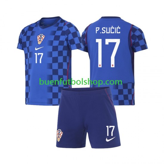 Camiseta de Fútbol Croacia Petar Sucic 17 World Cup 2026 Segunda Equipación Manga Corta Niño