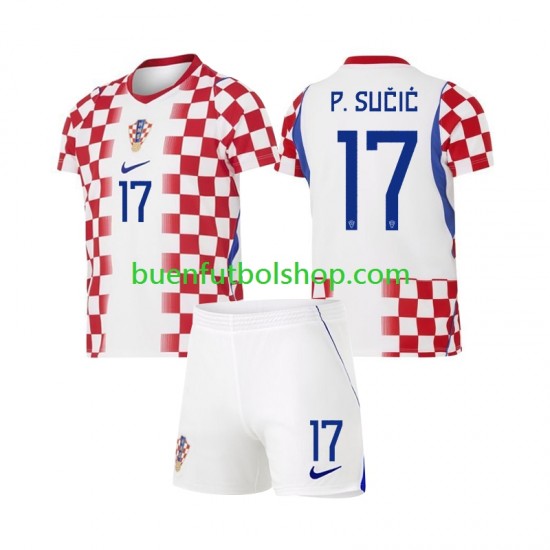 Camiseta de Fútbol Croacia Petar Sucic 17 World Cup 2026 Primera Equipación Manga Corta Niño