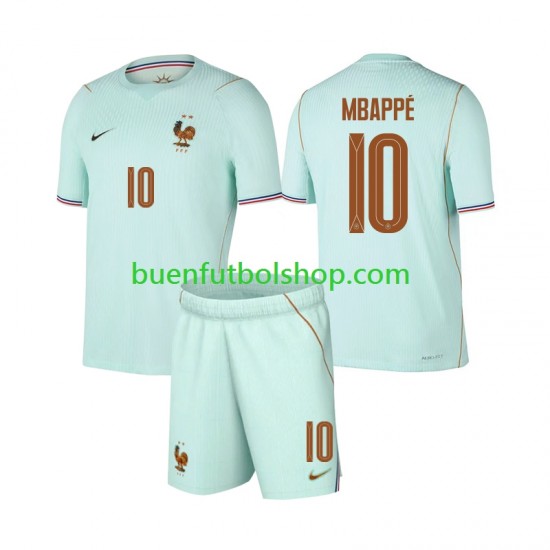 Camiseta de Fútbol Francia Kylian Mbappe 10 World Cup 2026 Segunda Equipación Manga Corta Niño