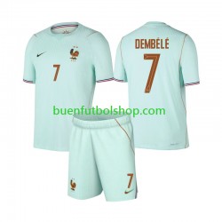 Camiseta de Fútbol Francia Ousmane Dembele 7 World Cup 2026 Segunda Equipación Manga Corta Niño
