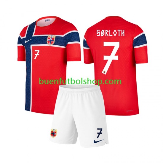 Camiseta de Fútbol Noruega Alexander Sorloth 7 World Cup 2026 Primera Equipación Manga Corta Niño