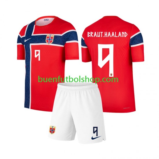 Camiseta de Fútbol Noruega Erling Haaland 9 World Cup 2026 Primera Equipación Manga Corta Niño