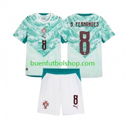 Camiseta de Fútbol Portugal Bruno Fernandes 8 2026 2027 Segunda Equipación Manga Corta Niño