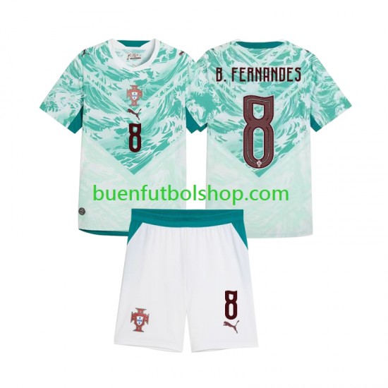 Camiseta de Fútbol Portugal Bruno Fernandes 8 2026 2027 Segunda Equipación Manga Corta Niño